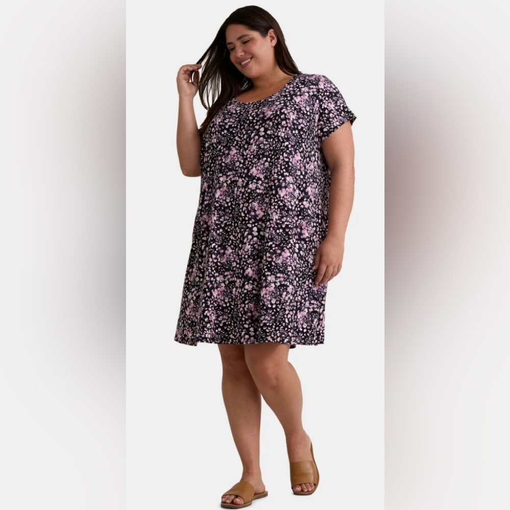 TERRA & SKY Womens Dress Size 1X 16W-18W Swing Loose Style Pockets New